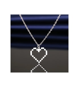 Pixel Kalp Heart Kolye Unisex Gümüş Renk