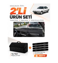 e-biz PEUGEOT 405 (1987-1992) Uyumlu Torpido Örtüsü + Tay Tüyü Bagaj Çantası Seti - Siyah - PE017