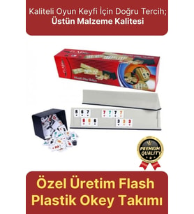 Premium Kaliteli Eğlence Hobi Çizilmeye Dayanıklı Silinebilir Büyük Boy Flash Plastik Okey Takımı