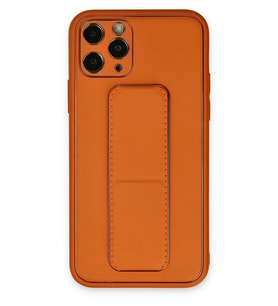 Pilelistore   iPhone 11 Pro Kılıf Coco Deri Standlı Kapak - Turuncu