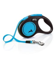 Flexi New Neon Otomatik Mavi Şerit Köpek Gezdirme Tasması Small 5 Metre