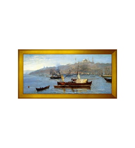 Manzara Temalı Kanvas Tablo 50 x 70 cm Gold Çerçeve