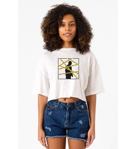 The Mentalist Crime Scene Tape Beyaz Kırçıllı Kadın Crop Tshirt