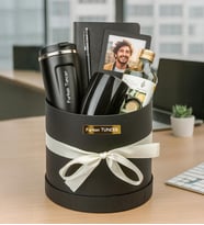Kişiye Özel Fotoğraflı,Çerçeve,Defter,Kalem,Fincan,Kolonya Ve Termos Premium Silindir Kutu Hediye Seti (STD)