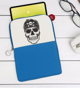 BK Gift Kurukafa Tasarımlı Taşınabilir Koruyucu Tablet Kılıfı & Organizer Çanta - Mavi-2