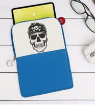BK Gift Kurukafa Tasarımlı Taşınabilir Koruyucu Tablet Kılıfı & Organizer Çanta - Mavi-2