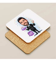 Kişiye Özel Yaş Günü Kutlayan Erkek Karikatürlü Bardak Altlığı