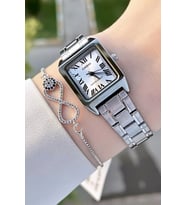 Casio CSISTE44 Kadranı ve Kordonu Gümüş Renk Hediye Paketli Kadın Kol Saati ve Bileklik