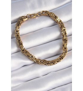 316L Çelik Gold Renk Kral Zincir Model Erkek Bileklik