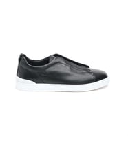 Comfort Taban Hakiki Deri Lastik Bağcıklı Erkek Sneaker (Siyah)