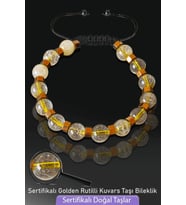 Sertifikalı Gerçek Golden Rutilli Kuvars Taşı Bileklik - Melek Saçı (Çok Renkli)