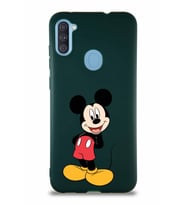 Samsung Galaxy M11 Soft Premier Kapak Mickey Mouse-B Tasarımlı Silikon Kılıf - Yeşil (Şeffaf)