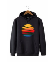 Erkek Siyah Önü Güneş Baskılı Kapüşonlu Sweatshirt 22K-5200322-2