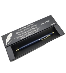 Signator® C524 Slim Lacivert Gold Tükenmez Kalem  İsme Özel Kalem  Hediyelik Kalem (Karışık)