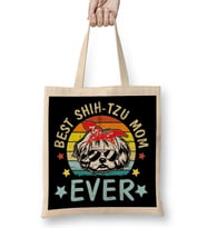 Best Shih Tzu Mom Ever Dog Mommy Mama Mother Vintage Gift Bez Çanta Uzun Saplı