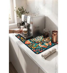Valerine Life Kahve Espresso Makinesi Matı 35x45cm Çaycı Pad Su Geçirmez Coffee Mandala