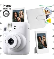 Instax mini 12 Beyaz Fotoğraf Makinesi-20'li Film-Çerçeve ve Kare Albüm Seti