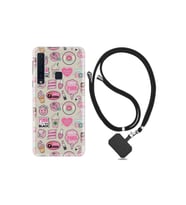 Samsung Galaxy A9 2018 Kılıf Desenli Silikon + Şarj Kulaklık Koruyucusu Donut Flamingo 1415