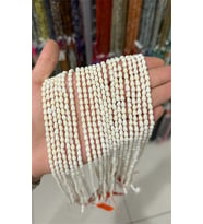 Mercan Doğal Taş Parlak Beyaz Damla Kesim 6x4mm Dizi