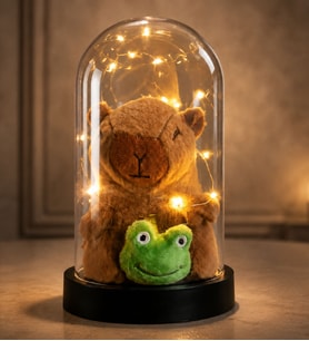 LED Işıklı Fanus İçinde Peluş Kapibara Kar Küresi Capybara Figürü Fanus Sevgiliye Arkadaşa Kıza Hediye