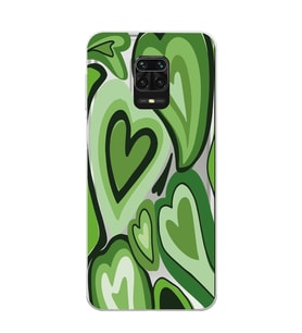 Redmi Note 9 Pro/Note 9S Uyumlu Yeşil Kalp Desenli Şeffaf Telefon Kılıfı