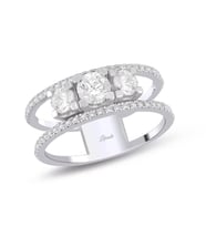 1.05 Ct Alyanslı Su Yolu Üçtaş Pırlanta Yüzük (Beyaz)
