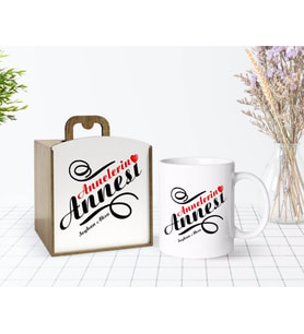 BK Gift Kişiye Özel Ahşap Kutuda Anneler Günü Temalı Annelerin Annesi Tasarımlı Beyaz Kupa Bardak-1