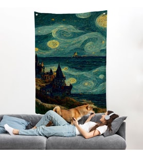 Vincent van Gogh Tarzı Dalgalı Deniz Duvar Örtüsü-7689