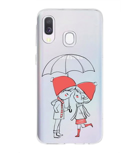 Samsung Galaxy A40 Uyumlu Kapak Aşk Tasarımlı Şeffaf Silikon Kılıf