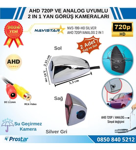 Yan Araç Kamerası AHD 720P ve Analog PAL Mini (Silver Gri) Özel Tasarım
