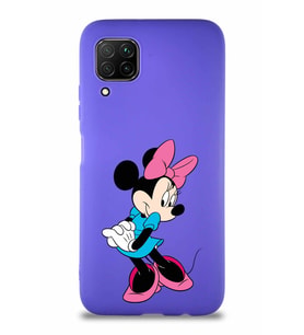 Huawei P40 Lite Soft Premier Kapak Minnie Mouse-F Tasarımlı Silikon Kılıf - Mor (Şeffaf)