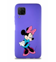 Huawei P40 Lite Soft Premier Kapak Minnie Mouse-F Tasarımlı Silikon Kılıf - Mor (Şeffaf)