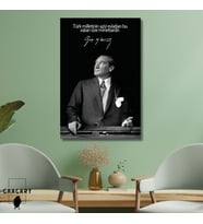 Tekli Dikey Kanvas Atatürk Sözleri Türk milletinin aziz evlatları bu vatan size minettardır.