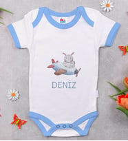 BK Kids Kişiye Özel Mavi Bebek Body Zıbın - Model 150