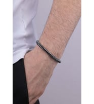 Gümüş Pazarım Tek Sıra Yuvarlak Kesim Hematit Taşı Doğal Taş Erkek Bileklik