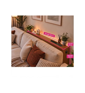 1. Sınıf MDF AuraTech Ledli Dresuar Koltuk Arkası Dresuar Koltuk Arkası Şarzlı Raf , Koltuk Arkası Konsol 200x80x20 Ceviz