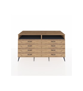 Kronos Konsol 2 Raflı 8 Çekmeceli  176x59x99 Çam-Antrasit/Çam