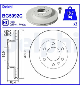 DELPHI BG5092C Fren Diski On A9104210000 A9104210100 (2 Adet Fiyatıdır)