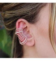 Ear Cuff Zirkon Taşlı Rose Gold Kaplama Çiçek Gümüş Küpe