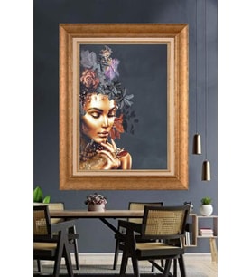 Altın Varaklı  Çerçeveli Paspartulu Tablo ndd921 (Gold)