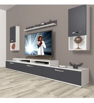 Decoraktiv Ekoflex 270DA Mdf Tv Ünitesi Tv Sehpası - Beyaz Antrasit (Beyaz - Antrasit)