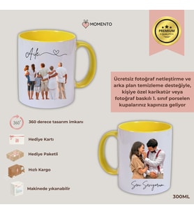 MOMENTO - HD Fotoğraf Baskılı Premium Kalite Isıya Duyarlı & Ücretsiz Netleştirme - 330ml Kupa Bardak-Solmama Garantili - Sevgiliye, Aileye, Doğum Günü, Yıl Dönümü, Anneler Günü & Babalar Günü Hediyesi