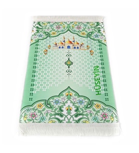 İsme Özel Çocuk Seccadesi Nebevi Yeşil 82×45 cm 110 gr - Tesbih Hediyeli