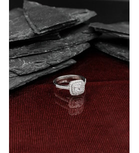Baget Taşlı Gümüş Yüzük (Rodyum)