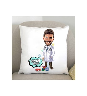 Çocuk Doktoru Karikatürlü Yastık