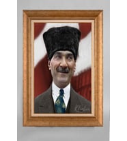 Altın Varaklı Paspartulu Çerçeveli Atatürk Tablo sd329