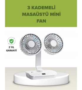 Çift Kafalı Masaüstü ve Duvar Tipi Sessiz USB Şarjlı Fan