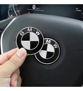 BMW SİYAH BEYAZ Logo Araba Direksiyon Amblem DAMLA sticker 4,5 CM 45 mm 1 adet