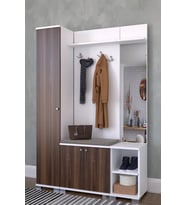 Montana Aynalı 3 Kapaklı Portmanto Takımı, Askılık, Vestiyer Ceviz