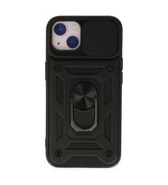 iPhone 14 Kılıf Pars Lens Yüzüklü Silikon - Siyah